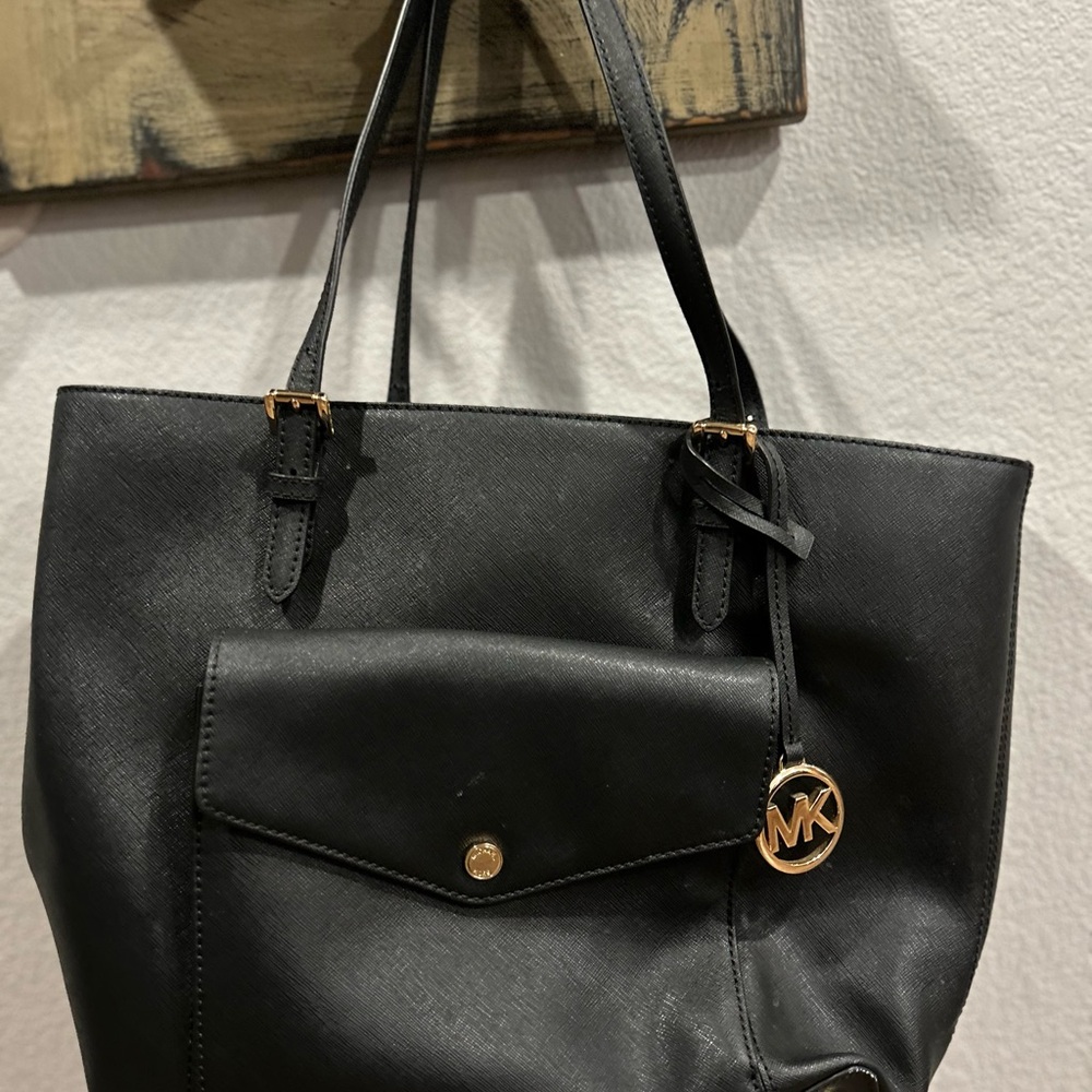 Michael Kors Black Tote with Gold Accents